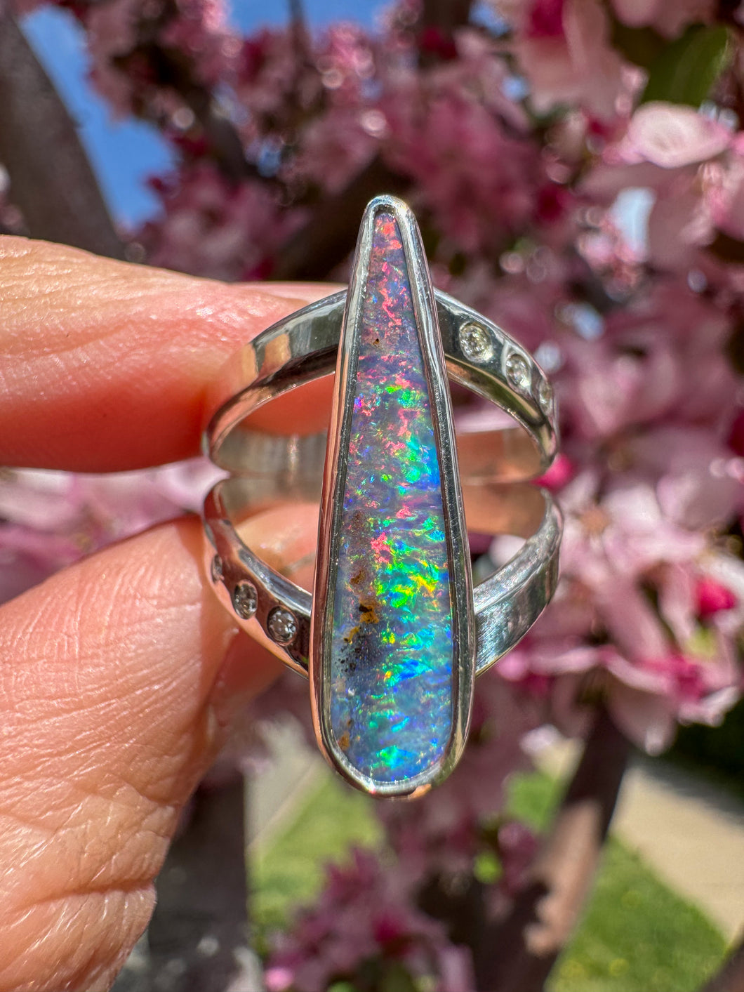 Long Boulder Opal Ring (sz 7)