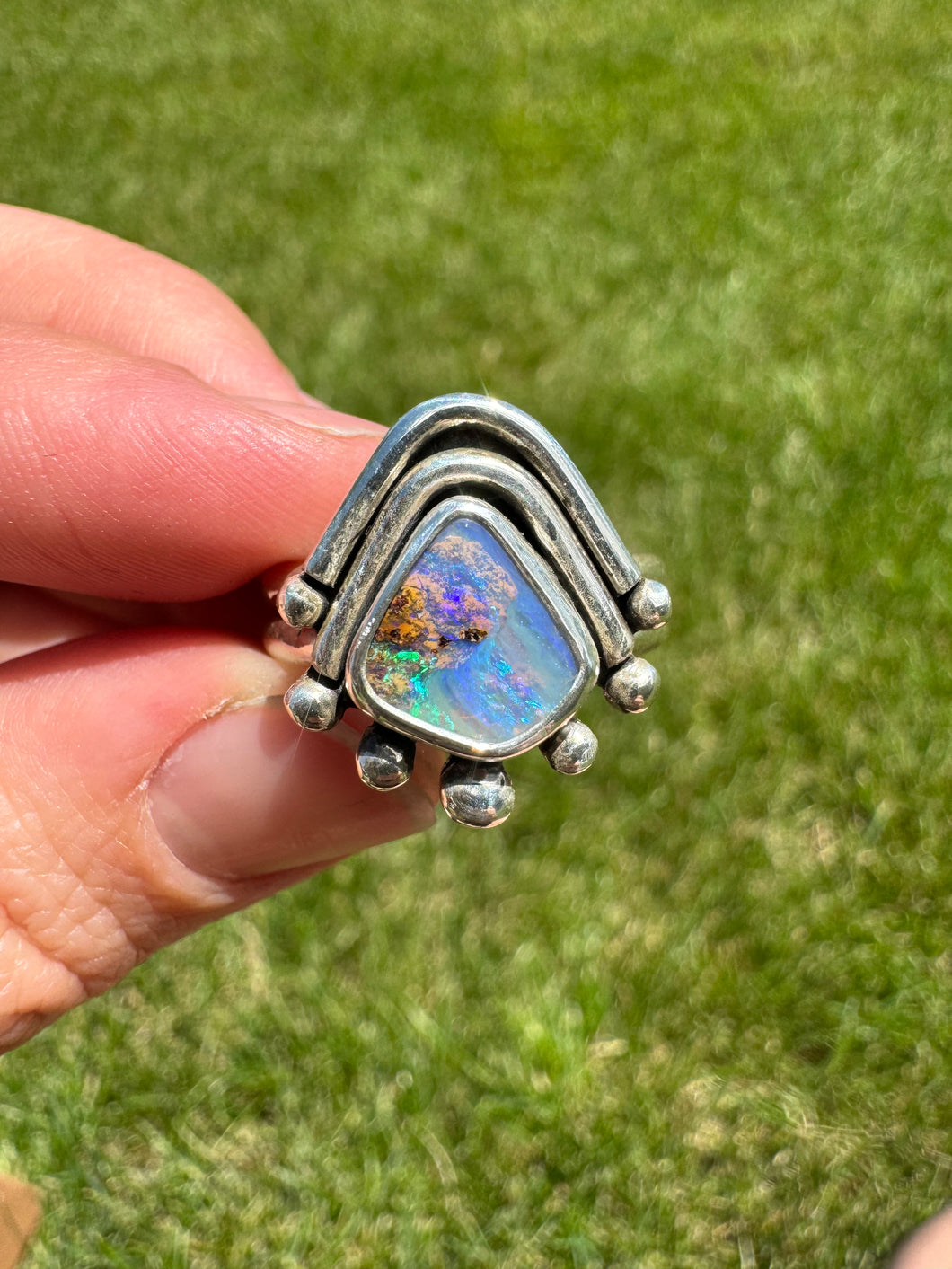 Funky Australian Opal Ring (sz 9)