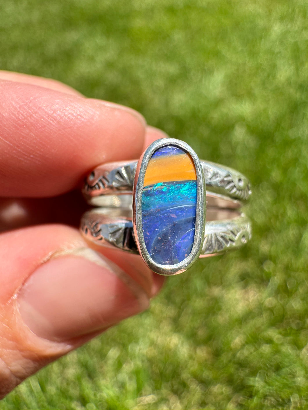 Australian Opal Split Shank Ring (sz 7)