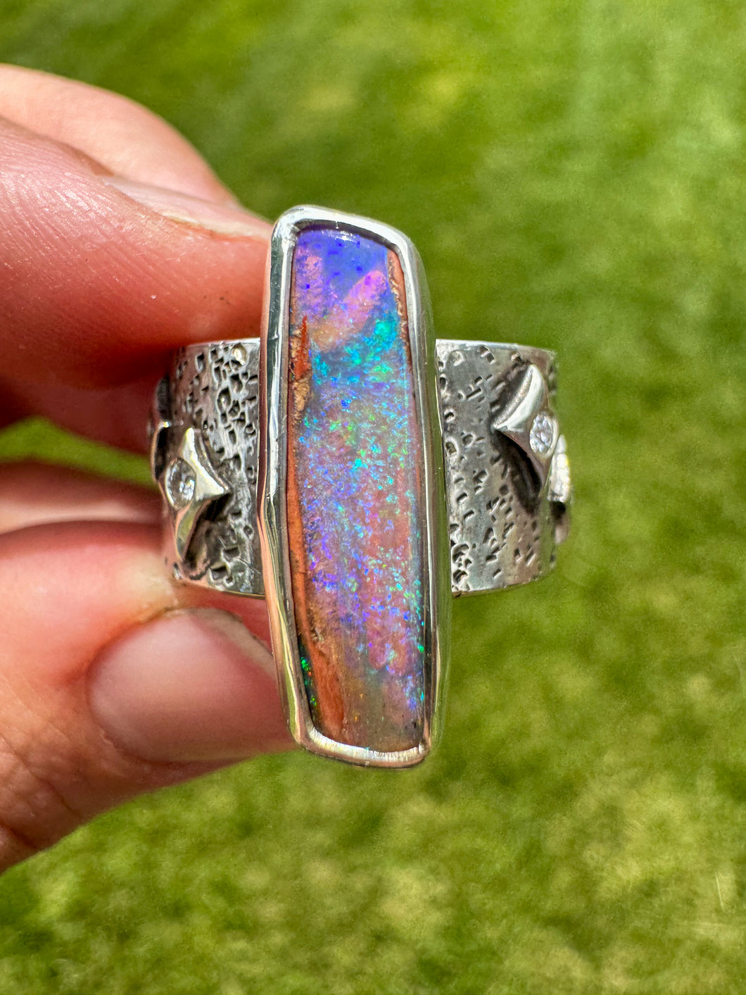 Purple & Caramel Opal Disco Sparkle Ring