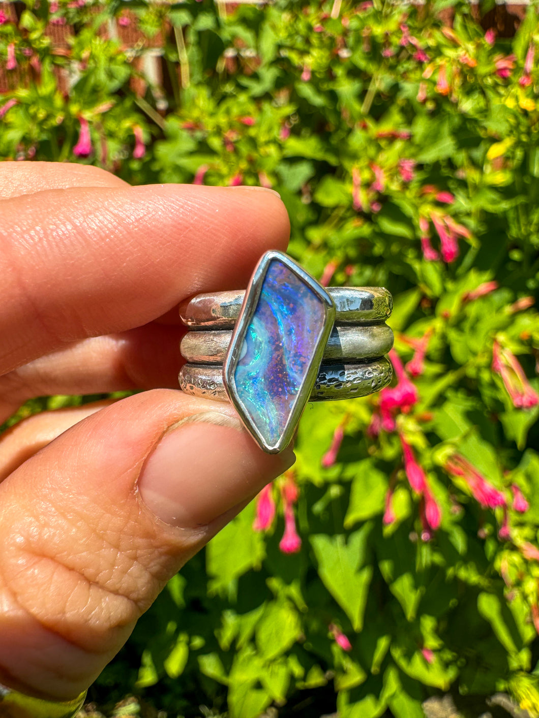 Triple Band Australian Opal Ring