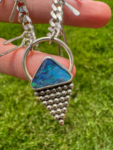 Load image into Gallery viewer, Triangle Opal Necklace with bb Fringe
