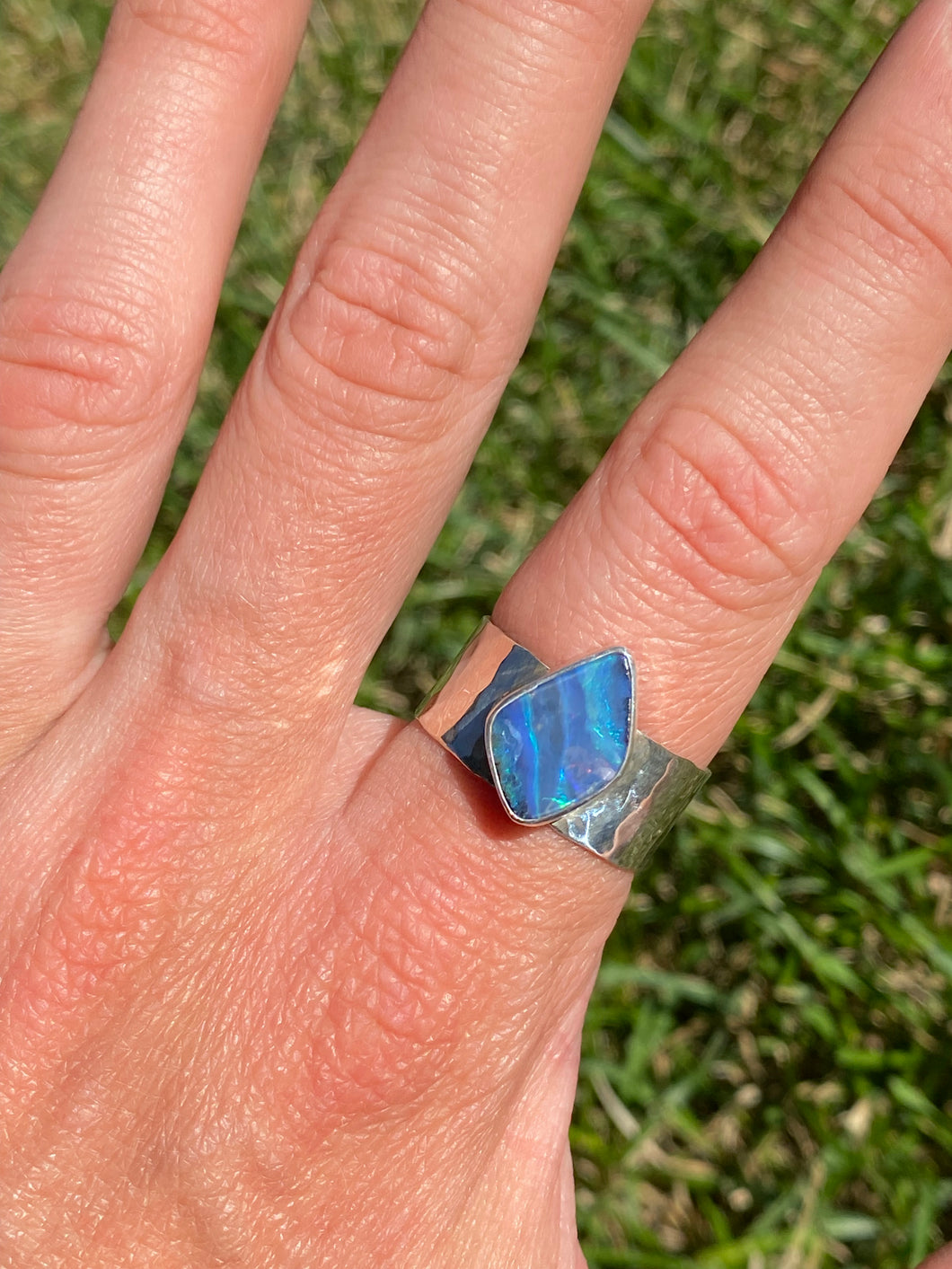 Stripey Opal Ring (sz 9.25)