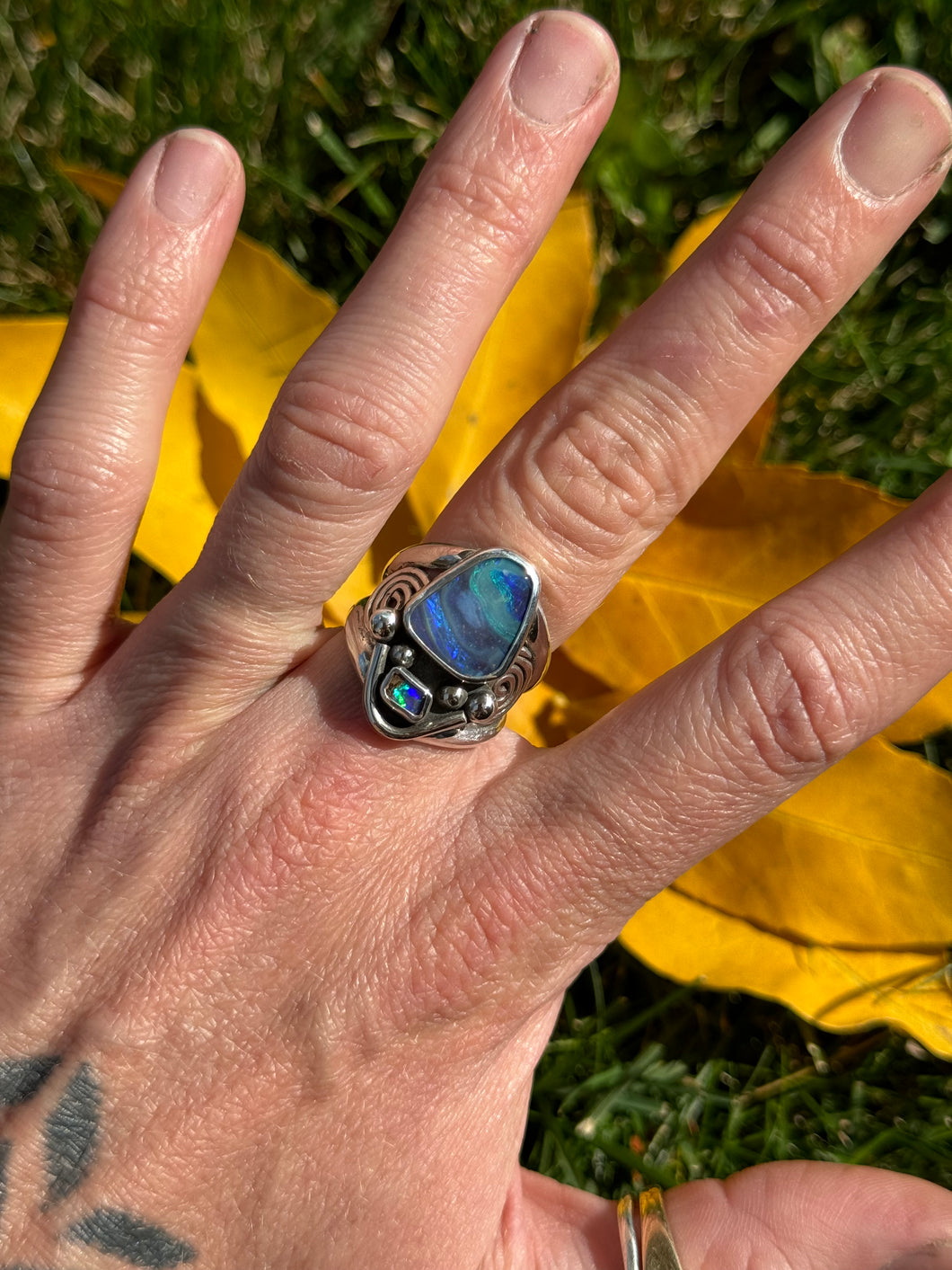 Australian Opal Swirly Ring (sz 7.5)