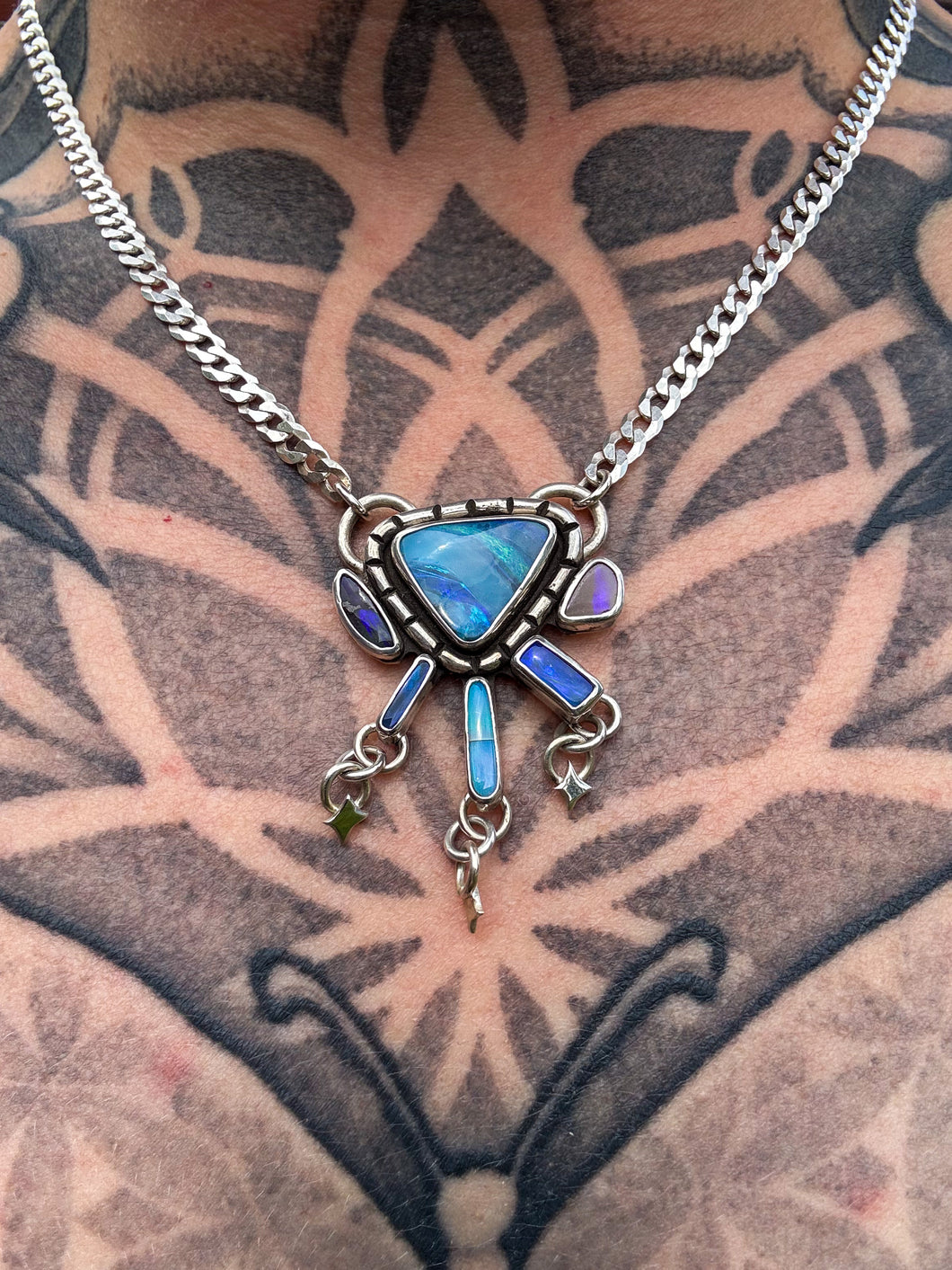 Six Opal Sparkle Necklace *DISCOUNT DUE TO CRACK*