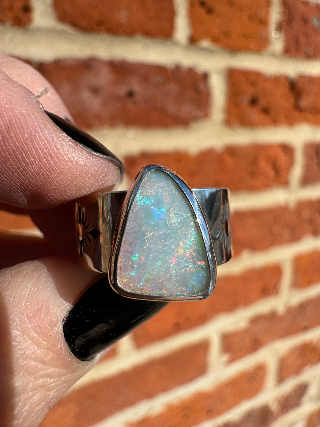 Australian Opal on Stamped Band