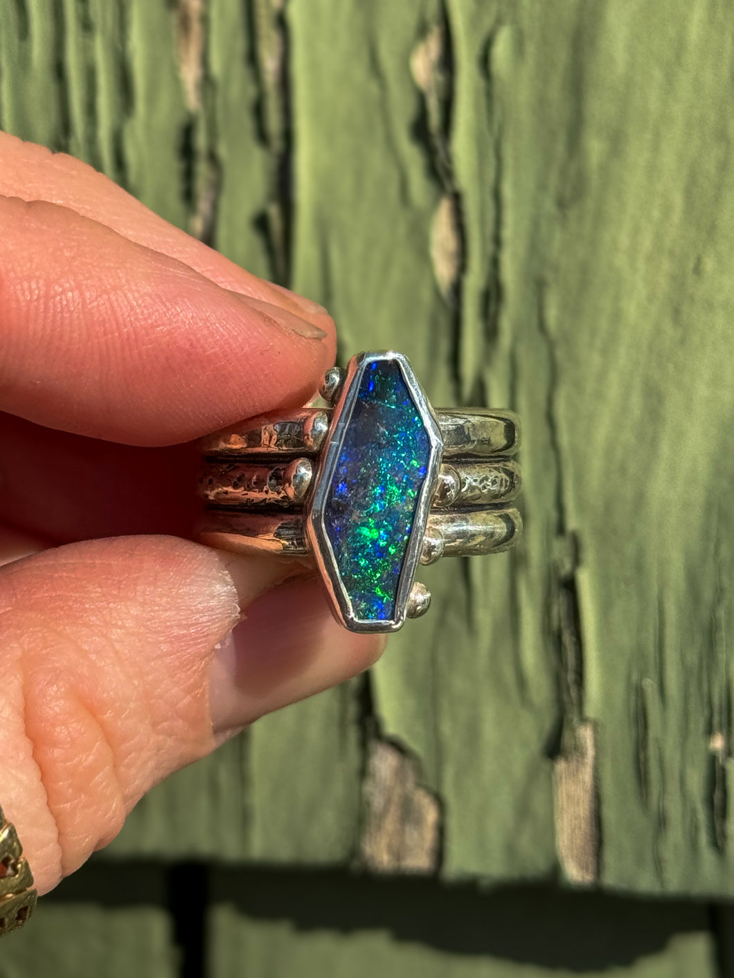 Coffin Glitter Bomb Australian Opal Ring