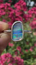 Load and play video in Gallery viewer, Rainbow Stripe Australian Opal Ring (sz 8)
