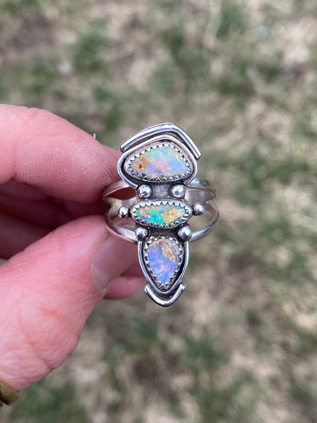 Triple Stack Australian Opal Ring (Sz 8)